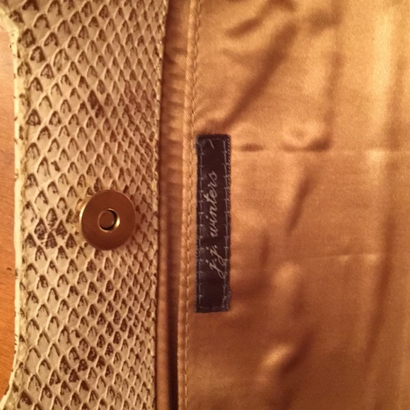 JJ Winters gold crocodile embossed clutch